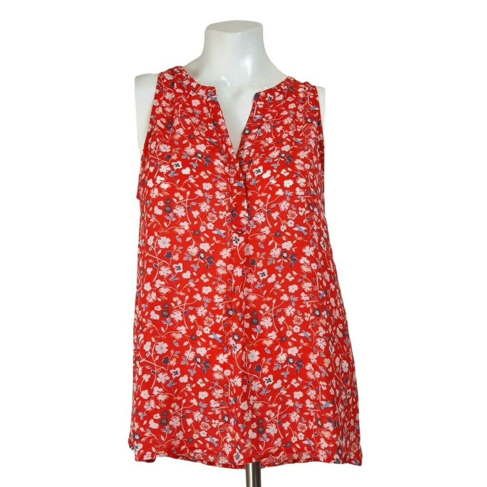 Jasmine & Juliana Red Floral Sleeveless Semi-Sheer Top